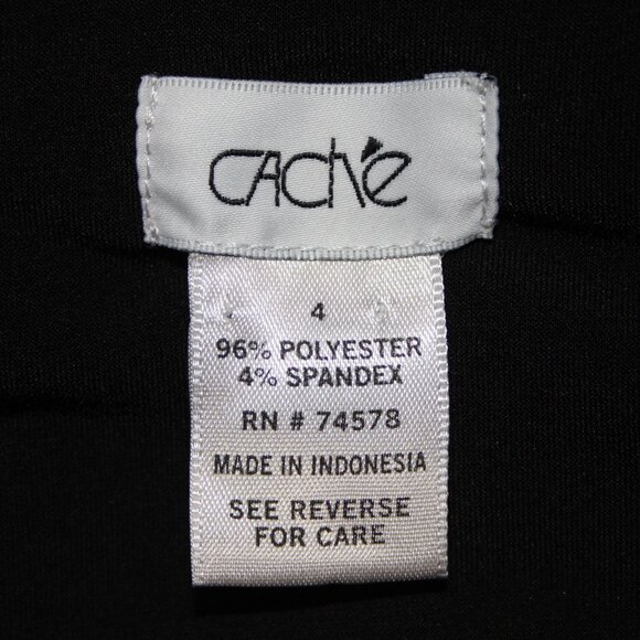 Cache Dress Sz 4 Black Pink Floral 3/4 Sleeve Midi Polyester Spandex  Dress - Picture 6 of 13